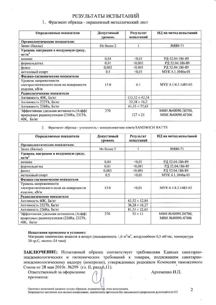 Экспертное заключение стеновые и кровельные сэндвич-панели (ПСМ) и (ПКМ)